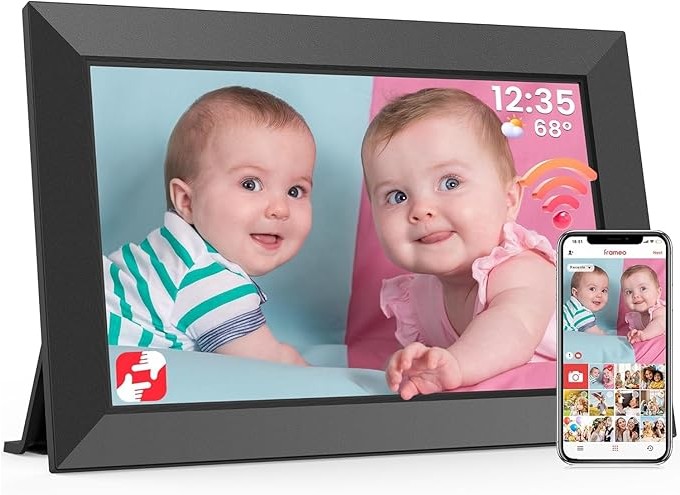 Frameo WiFi Digital Photo Frame 10.1 Inch - 1280x800 HD IPS Touch Screen Picture Frame Electronic, 32GB Memory, Auto Rotate, Wall Mountable, Digital PictureFrame for Sharing Photos and Videos